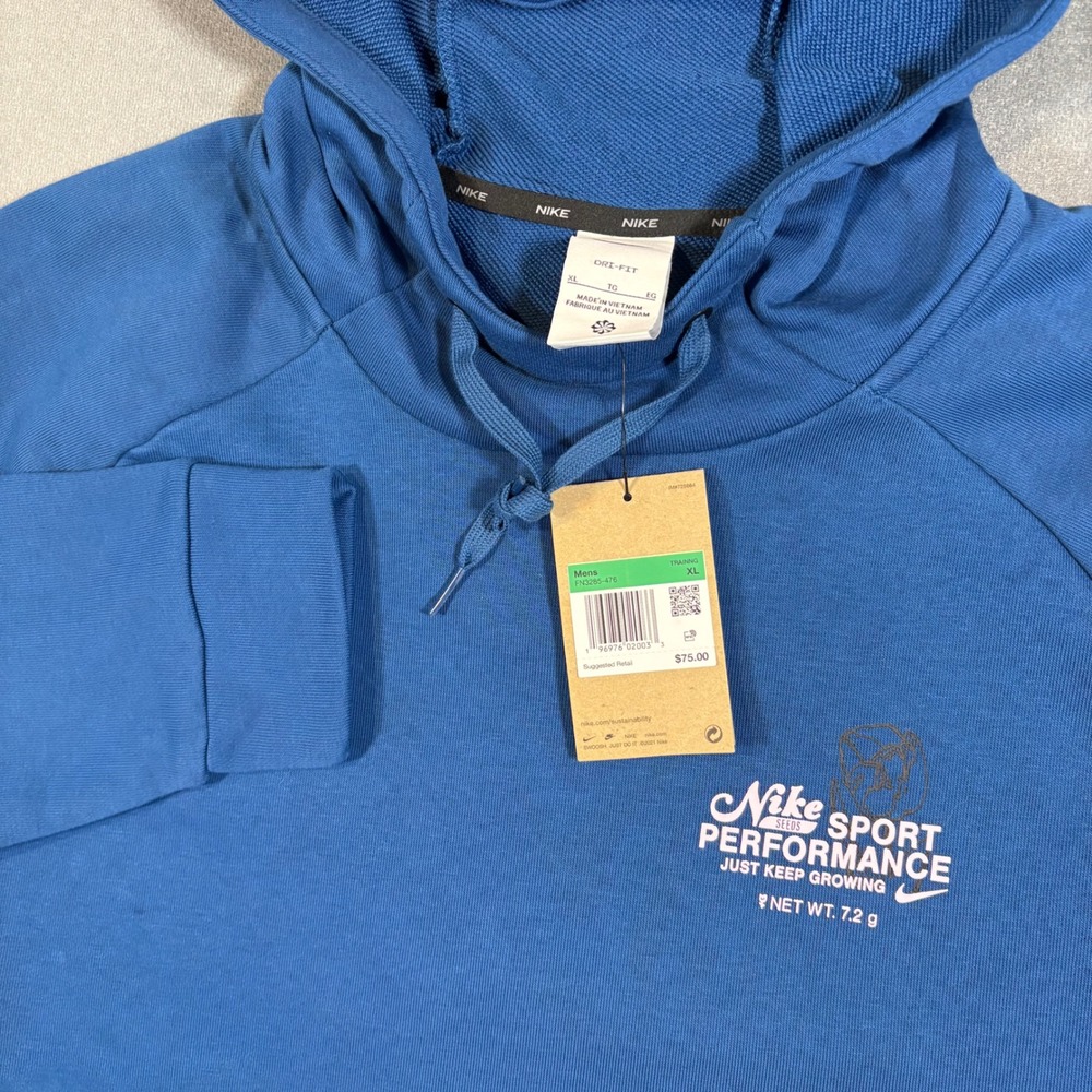 Nike Dri-FIT Sport Performance Graphic Hoodie Blue FN3285-476‎ X-Large $75